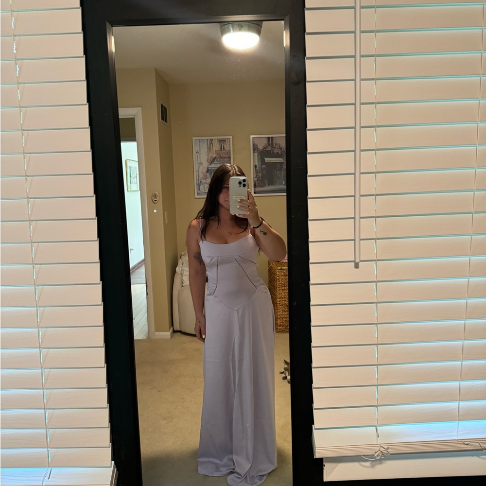 Light purple maxi dress satin